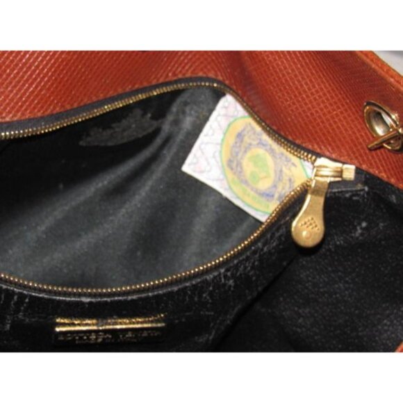 Bottega Veneta Vintage Black Satchel Coated Canvas And Brown Braid - Picture 3 of 12